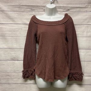 Long sleeve top with fringe detail